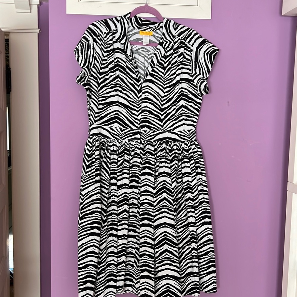 Bernie Dexter zebra print zip front Joni dress - 1X